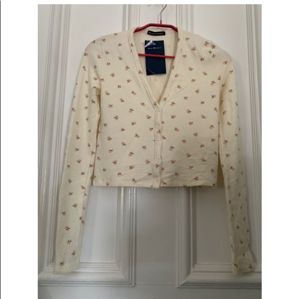 Brandy Melville Floral long Sleeve  Button Sweater